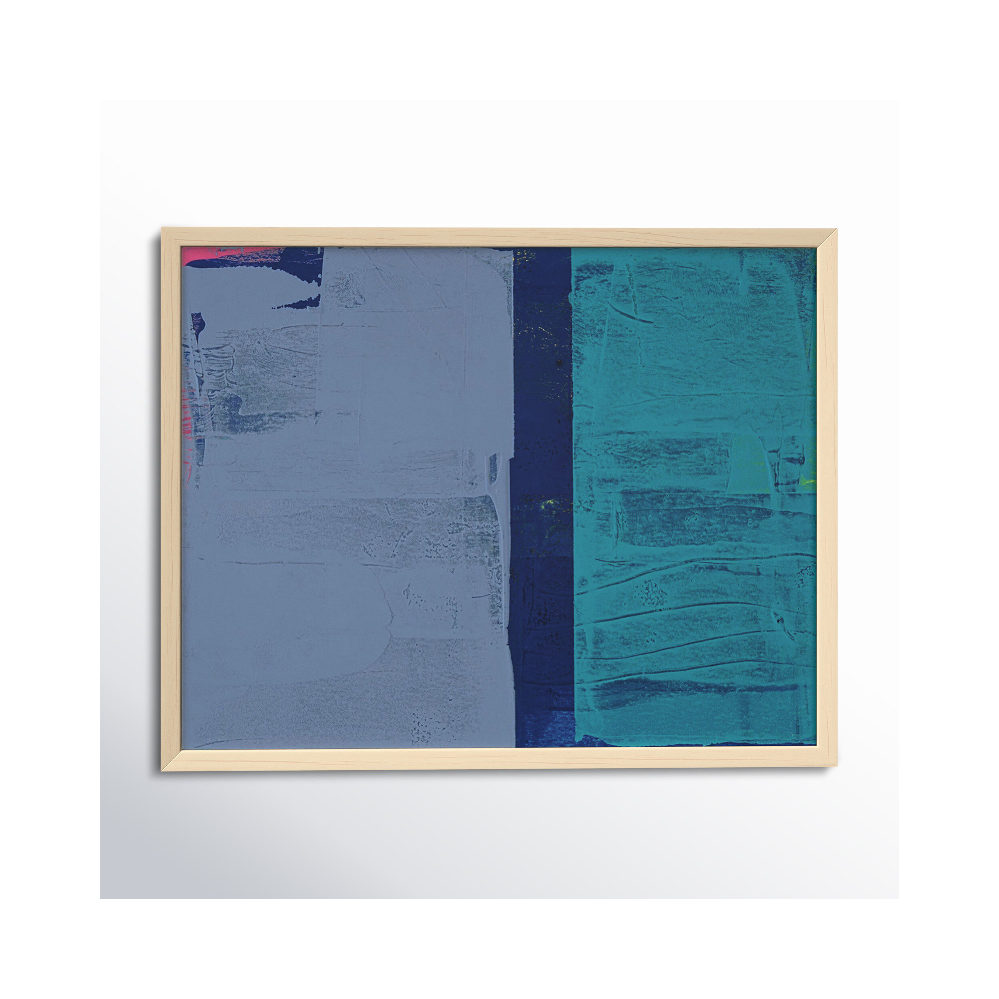 Bold In Blue 2 by Andrea Stokes, 40" H x 50" W x 1.25" D, Brown Framed