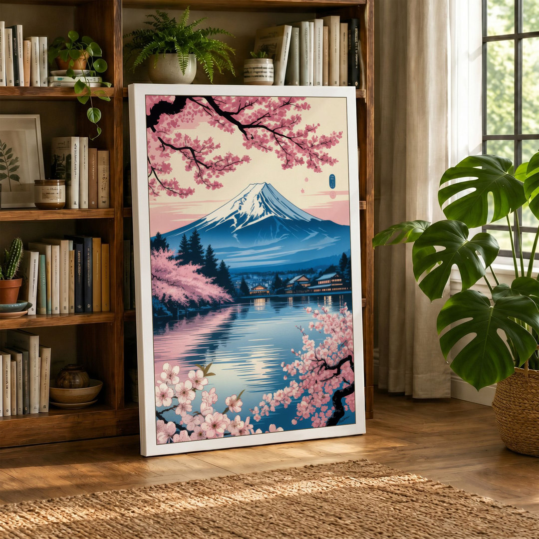 Mount Fuji in Cherry Blossom Japandi - Wrapped Canvas