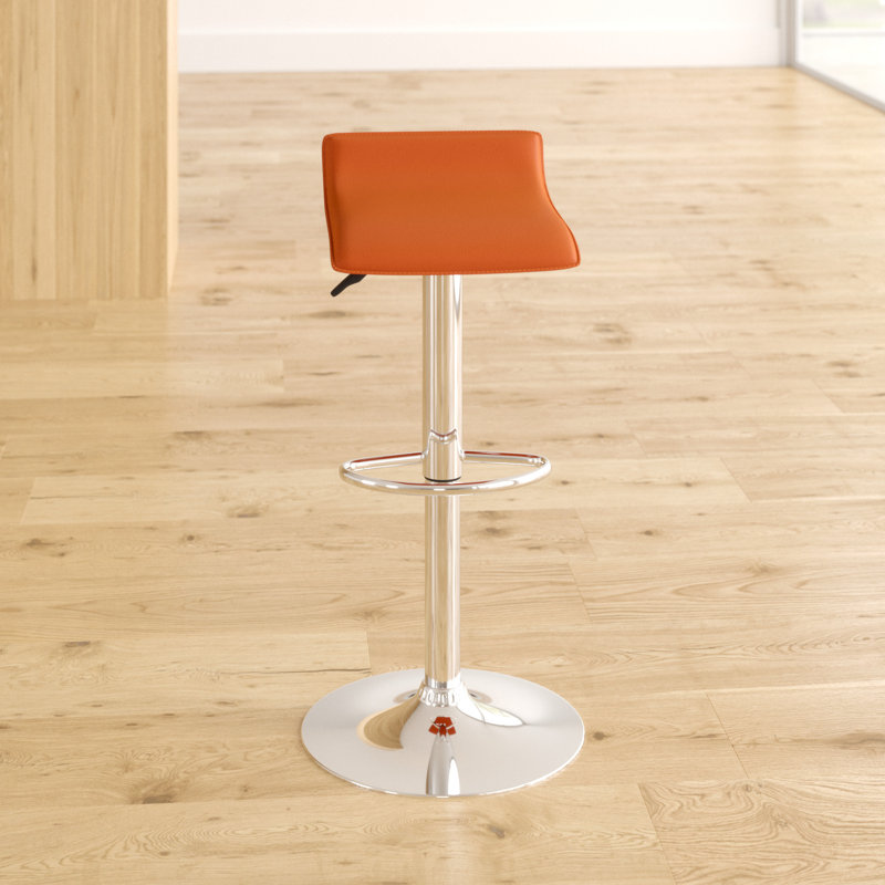 Hunstanton Swivel Upholstered Adjustable Height Counter Stool with Metal Frame, Chrome/Orange