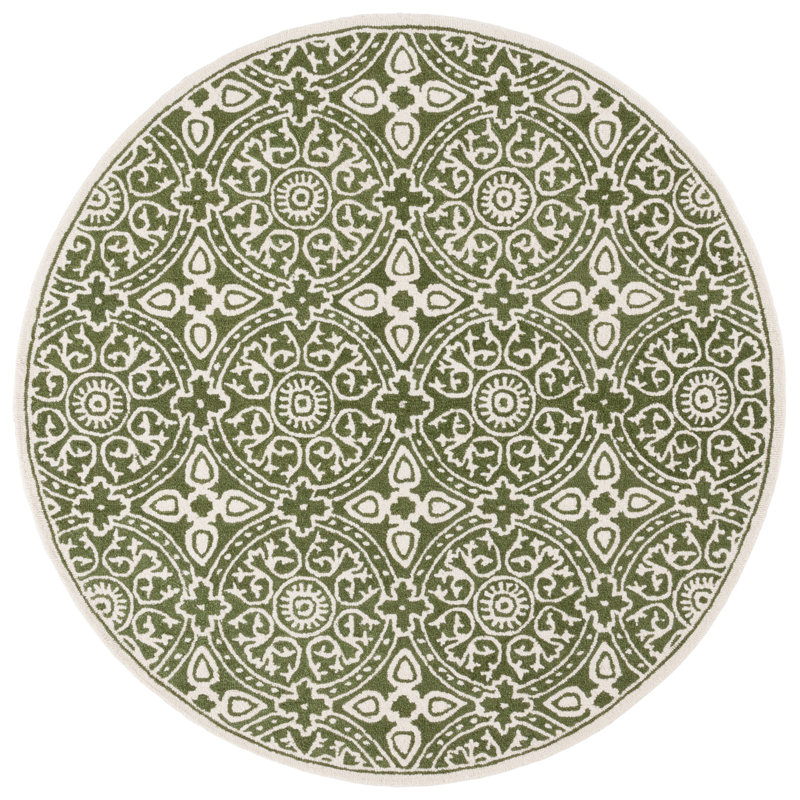 Tapis Metro256 vert / ivoire, Rond 6 pi