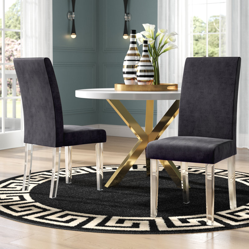 Chaise sans accoudoirs en velours avec pieds en acrylique Chalee, Noir