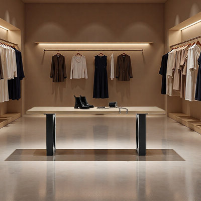 Table de présentation exquise dans le magasin de vêtements