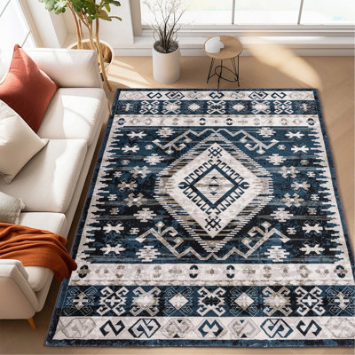 Area Rug Vintage Bohemia Large Persian Non-Slip Washable Rug For Living Room Kitchen Bedroom Living Room Geometry