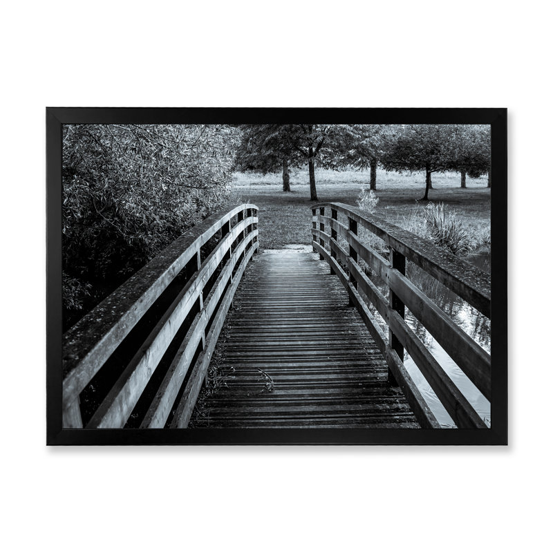 Pont en bois sur un étang, Cadre photo noir, H 8 po x l 12 po x P 1 po