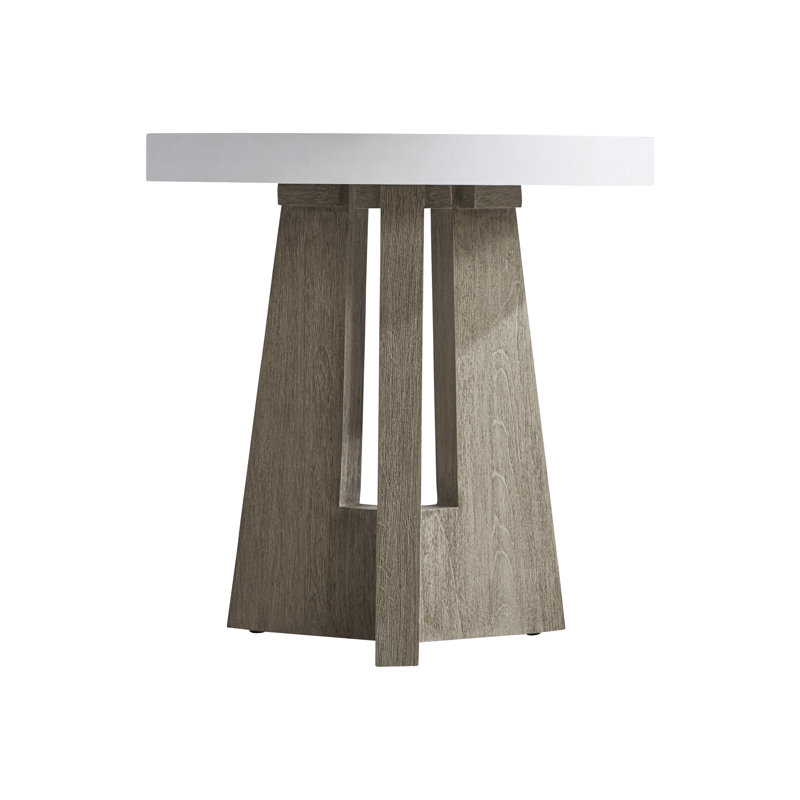 Rochelle 24" White and Natural Wood Round Side Table