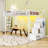 Multi-Functional Metal Loft Bed with Built-in Wardrobe, Shelves, USB Ports and LED Lighting-745469412-745469416