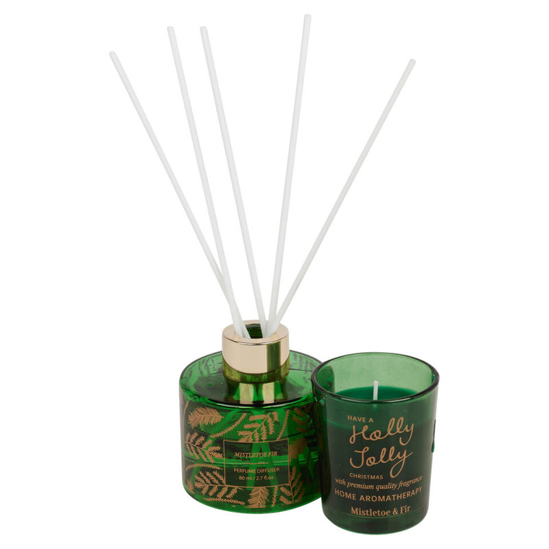 Annetrude Mistletoe & Fir Reed Diffusers And Sticks, Green/Red/Yellow