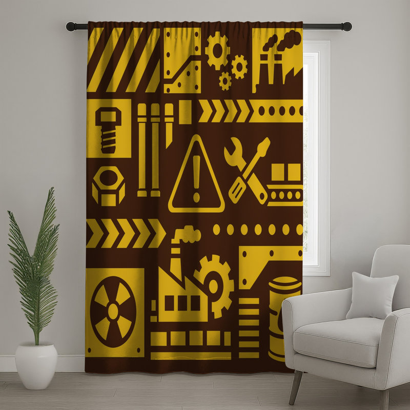 Rideaux de fenêtre Industrial Illustration, 50" x 92" - 1 Panel, Blockout