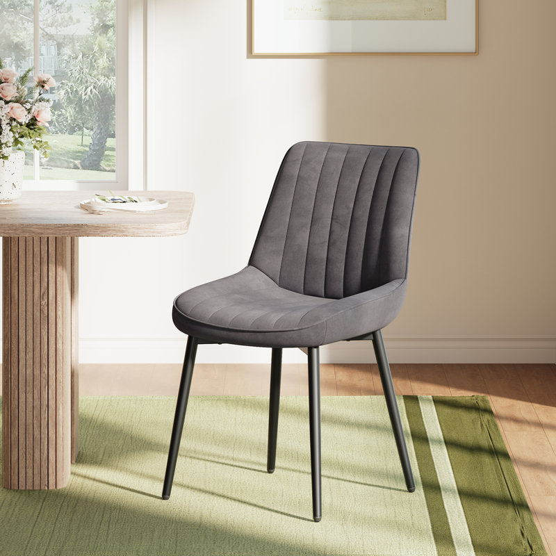 Chaise rembourrée moderne avec dossier capitonné et pieds en métal pour la salle à manger de cuisine, Grey