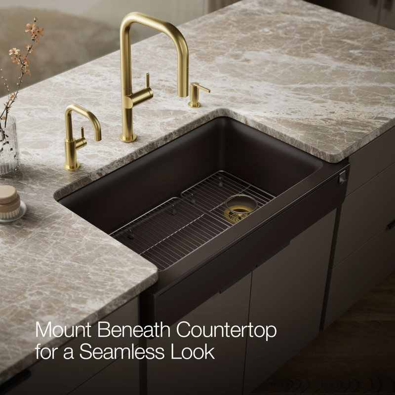 Cairn Undermount Single-Bowl Farmhouse Kitchen Sink, Matte Brown