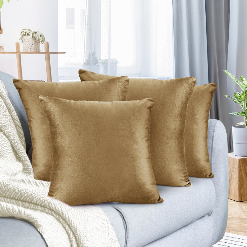 Velvet Reversible Pillow Cover, Mocha Light Brown, 26"H x 26"W