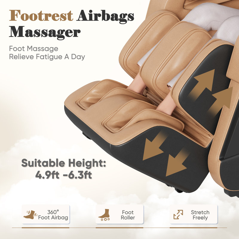 2025 All-new Multi-function Zero-gravity Massage Chair with Full-body Airbag,SL track with AI Voice, LED Aange Lights, Waist and Calf Heating, and On-screen Controller
