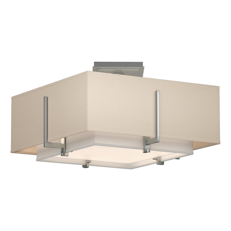 Plafonnier semi-encastré 2 lumières Exos, Anna ton naturel, Platine rétro