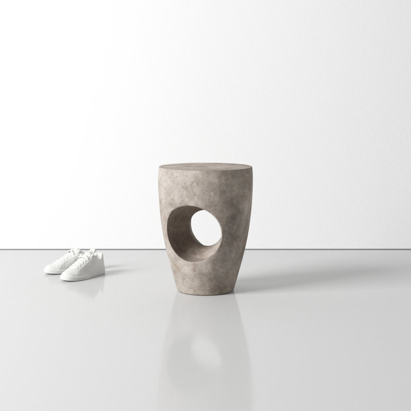 Constance Fiber Reinforced Natural Concrete Accent Stool, Gray