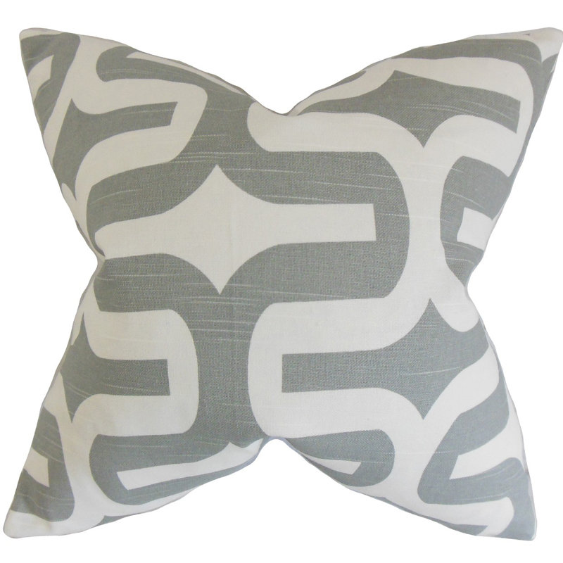 Jaslene Geometric Cotton Reversible Pillow Cover, 18" H x 18" W, Orange/Blue