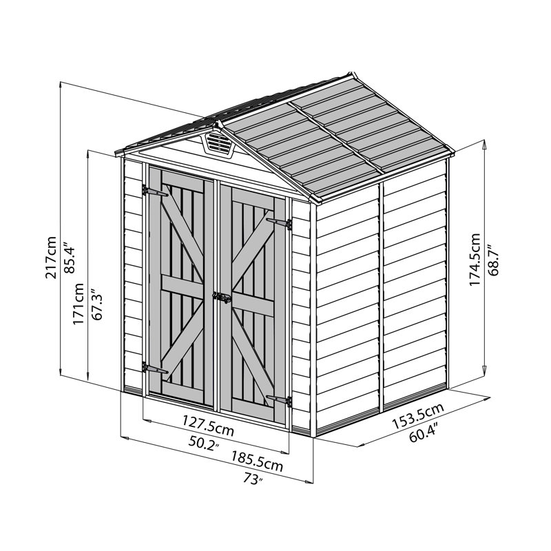 Gray 6' x 5' Polycarbonate and Aluminum Storage Shed