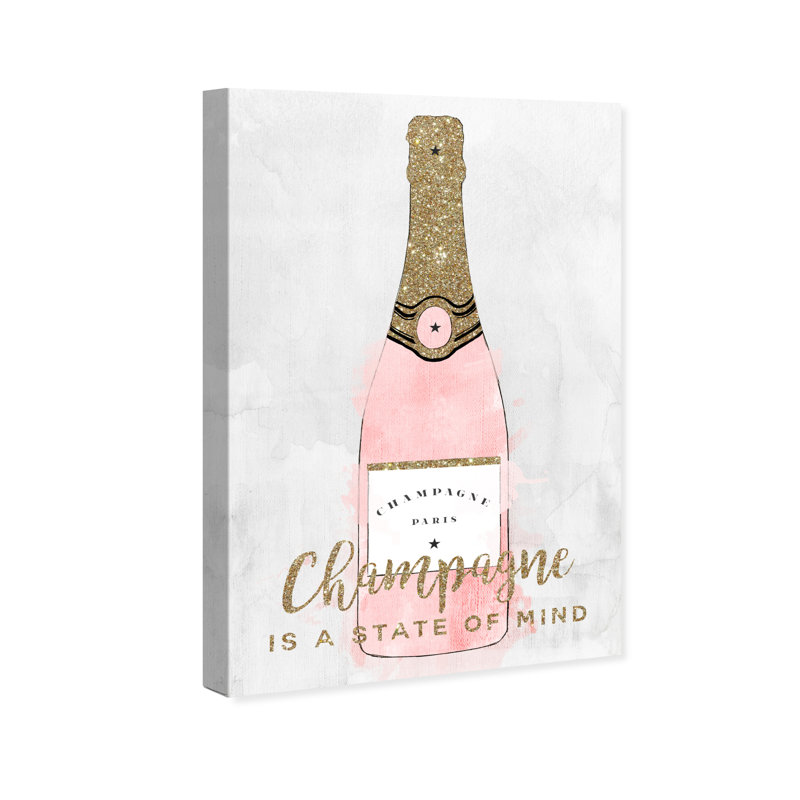 Drinks and Spirits Champagne Mind, Glam Gold - impression, H 36 po x l 24 po, Toile tendue