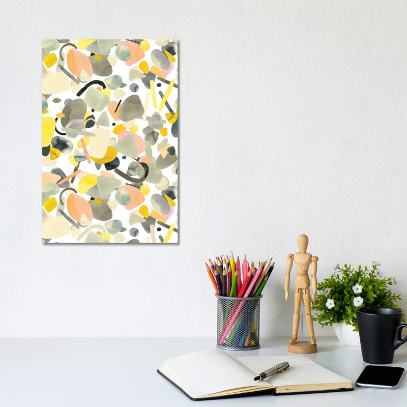 Abstract Geometric Shapes Yellow - Wrapped Canvas Painting - Wrapped Canvas Painting, 30.48cm H x 20.32cm W x 1.91cm D