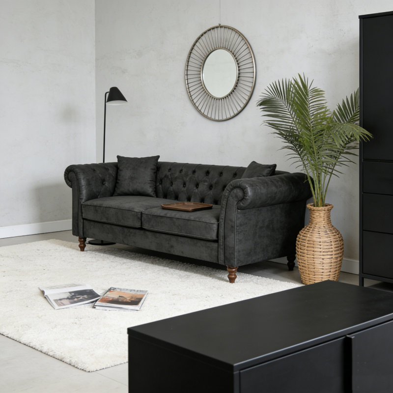 83"Chesterfield ‌tech Fabric Sofa