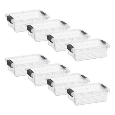  Mini Clear Storage Bin with Lid, 1.27 Qt. Plastic Organizing Storage Box for Home, 8 Pack