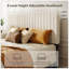 Structure de grand lit, lit plateforme tapissier en velours avec tête de lit réglable en hauteur, structure robuste et lattes, conception silencieuse, compatible avec les matelas sans ressorts, facile à assembler, beige-287477025-287477027