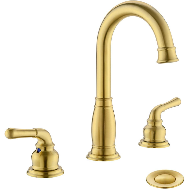 Robinet de salle de bain à large entraxe avec bonde, Or brossé