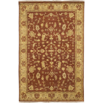 Antolya Wool Oriental Area Rug in Rust/Beige/Tan
