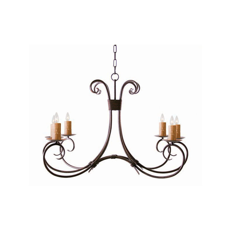 Elon 6 - Light Chandelier, Rustic Iron, No Shade