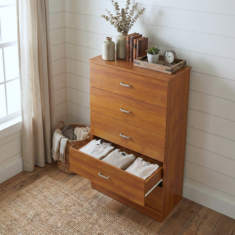 Commode 5 tiroirs Allyannah, Noyer ambré