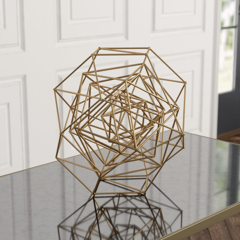 Geo Sculpture, 8" H x 10" W x 10" D, Gold