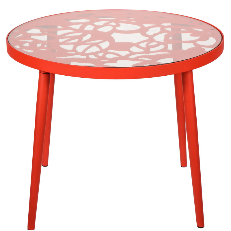 Table d'appoint avec plateau en verre Rabia, Rouge