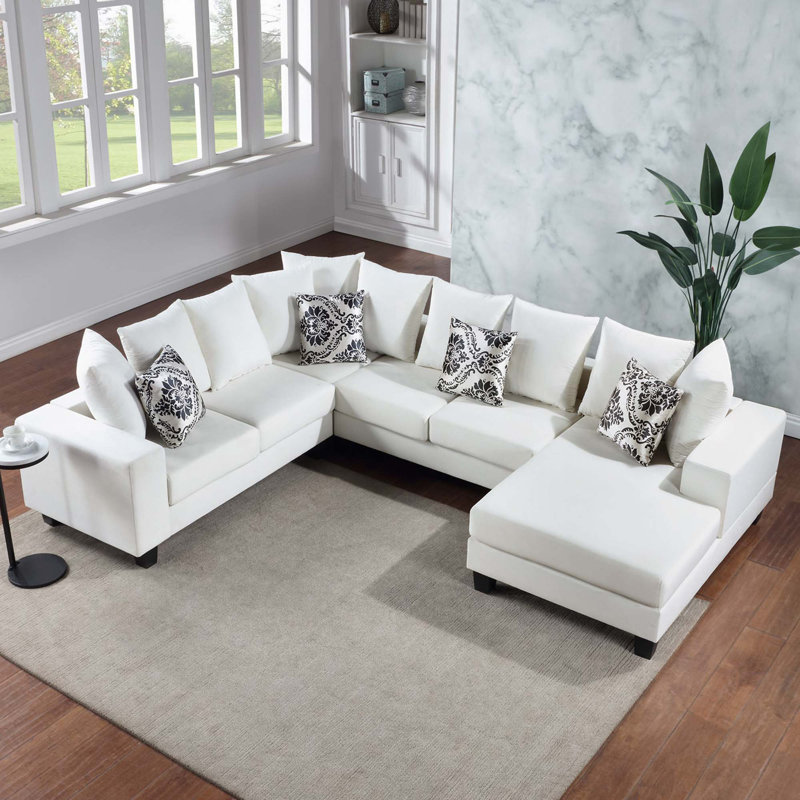 Canapé modulaire Maderson, Velours blanc