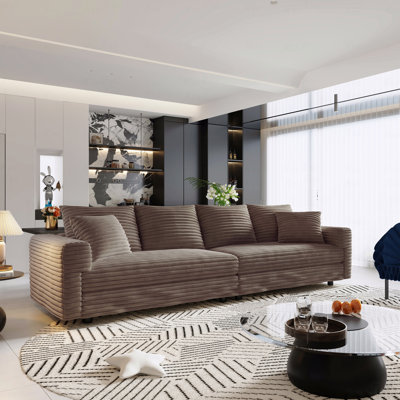 102.4 " Plush Corduroy 4-Seat Sofa,Modern Comfy Upholstered Sofa Cloud Couch,Deep Seat Couches With Soft Pillows,Convertible Deep Seat Sofa Lounge Chair