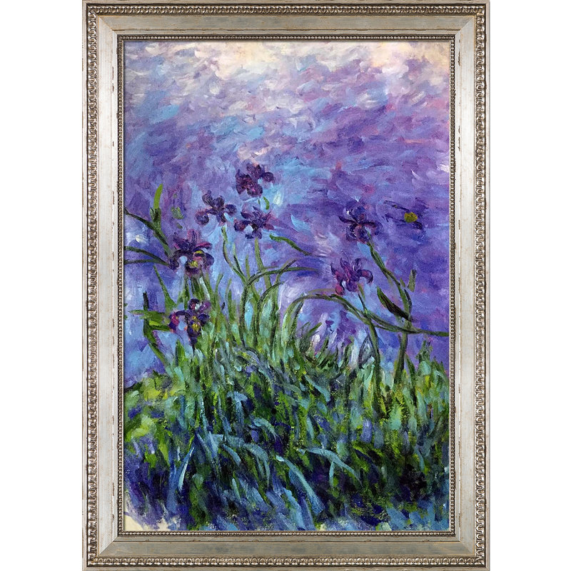 « lilas irises » par claude monet, peinture sur toile encadrée, Or, H 42 po x l 30 po x P 2 po