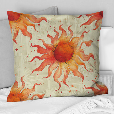 Orange Beige Morning Glow Sun I - Boho Pillow