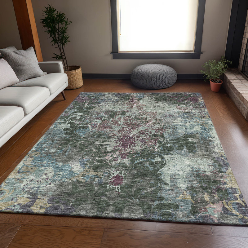 Tapis en fougère de qualité supérieure lavable à la machine Prisco, Rectangle 10 pi x 14 pi