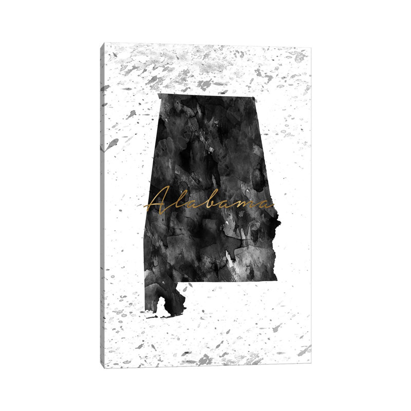 Alabama noir et or blanc - reproduction d'art sur toile tendue, H 12 po x l 8 po x P 0,75 po, Alabama