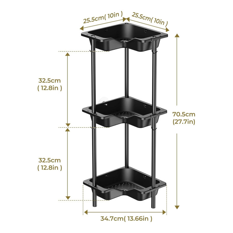 Metal Freestanding Bathroom Shelves, Black