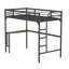 Lit mezzanine en métal avec bureau et garde-corps, bureau sous le lit