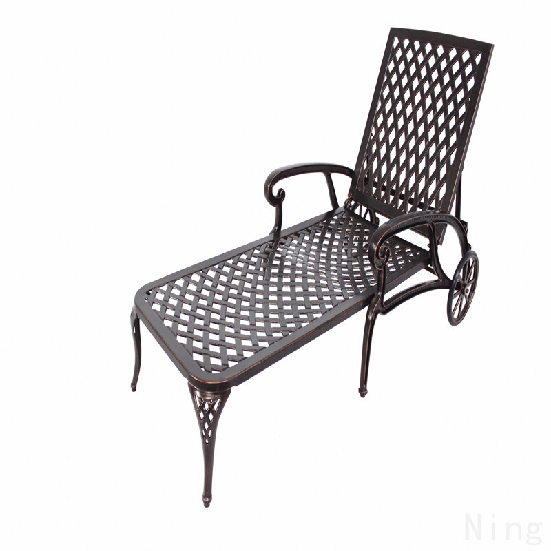 Chaise longue en aluminium coulé brun, Brun