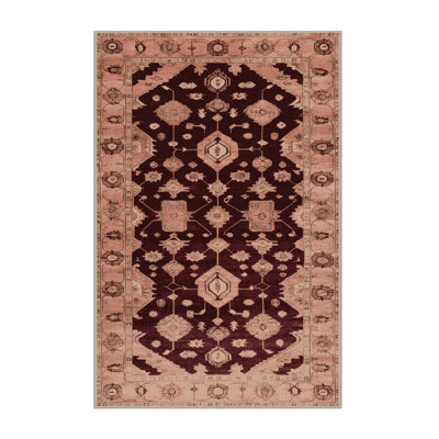 Machine Washable Overdyed Brown Area Rug