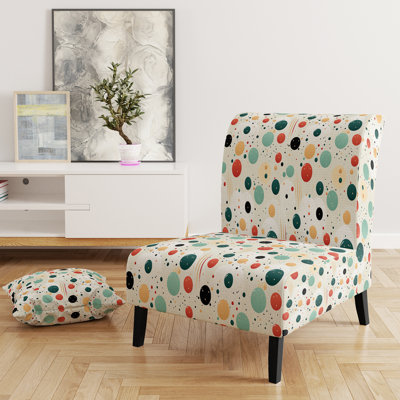 Geometric Harmony Polka Dots Pattern - Upholstered Modern Slipper Chair, Blue Accent Chair