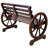 Brown 2-Person Wagon Wheel Bench - Rustic Outdoor Patio/Garden Seat