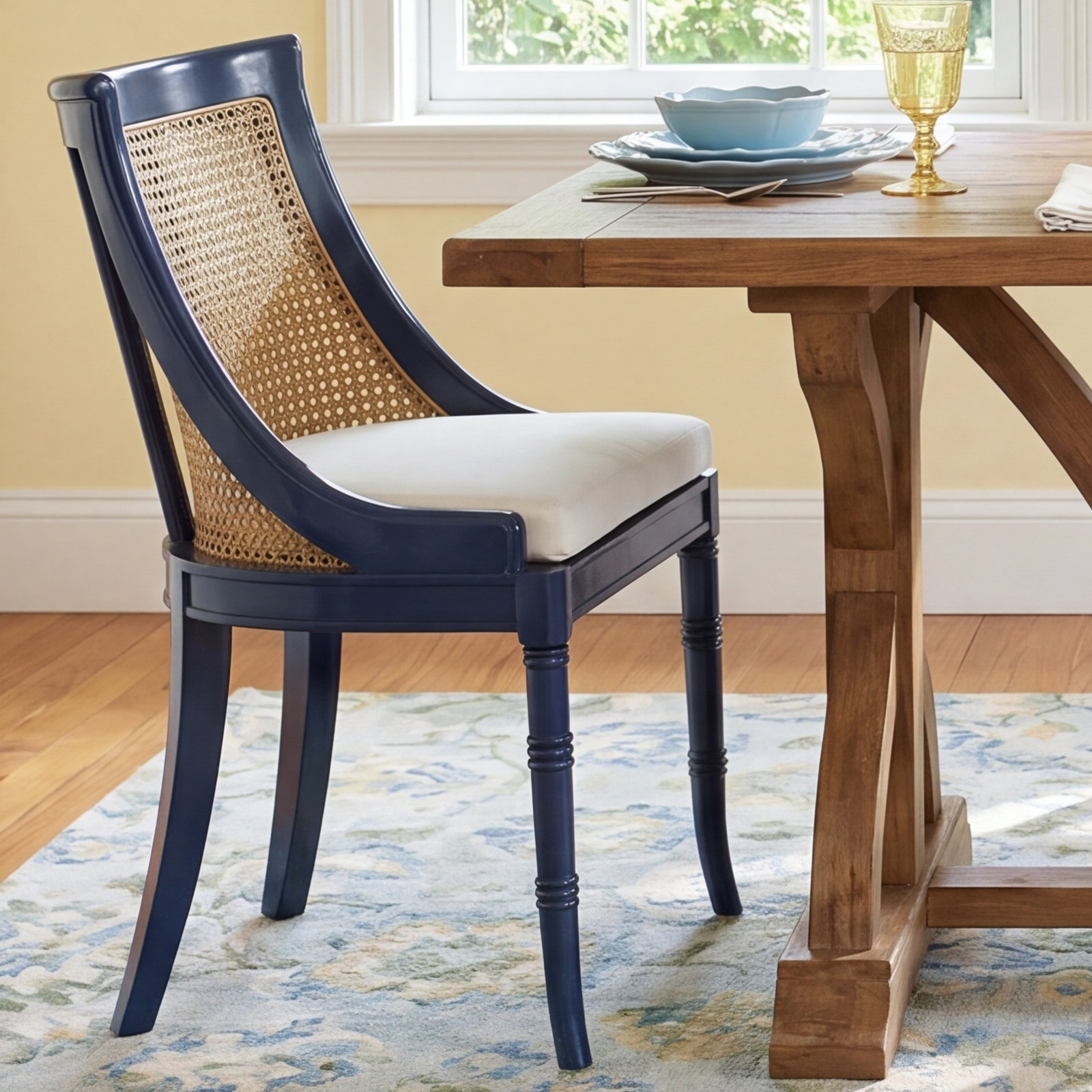 Elspeth Linen Mahogany Dining Chair