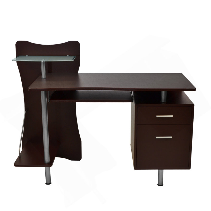 Techni Mobili Stylish Computer Desk With Storage, Chocolate