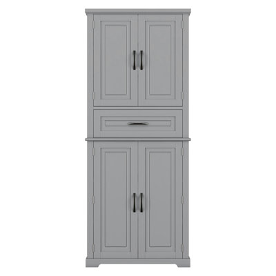 72" Tall Bathroom Storage Cabinet With Door Racks, Freestanding Linen Tower With Drawer & Adjustable Shelves