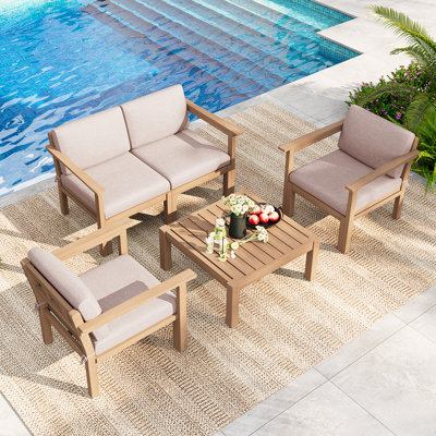Ensemble de conversation modulaire pour patio pour 4 personnes avec coussins, ensemble de conversation 5 pièces pour canapé HiPS