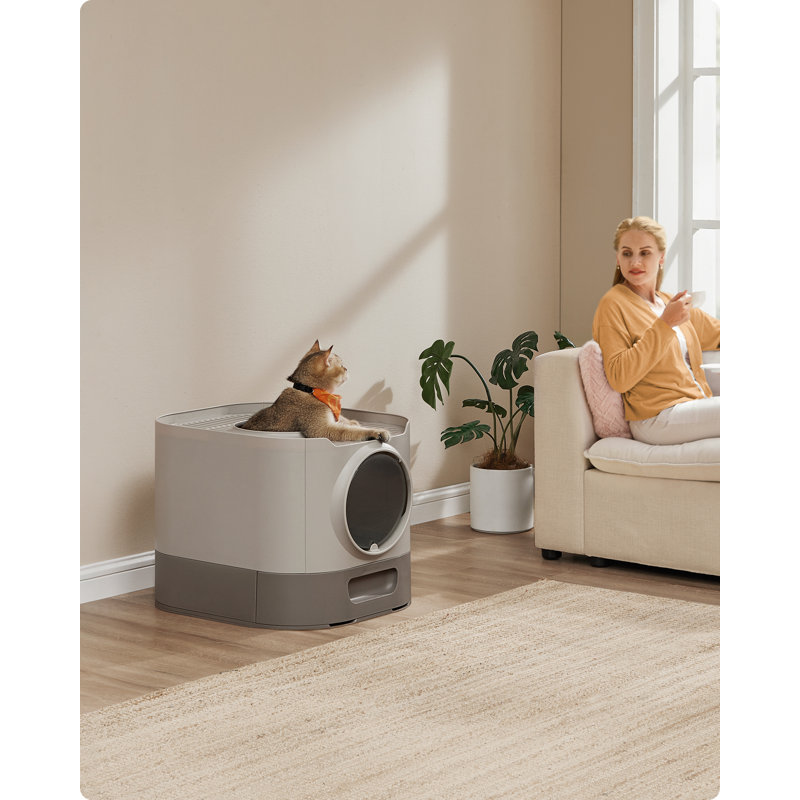54x42.8x40cm Plastic Litter Box Enclosure, Warm Grey