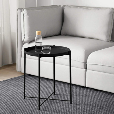 Table de bout à plateau en acier (noir / blanc)