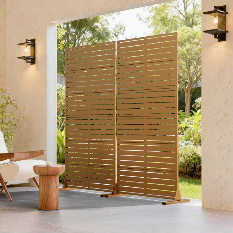 Ensemble de 2 écrans d'intimité en métal H 6 pi x l 3 pi, H 72 po x l 35 po x P 16 po, Brun